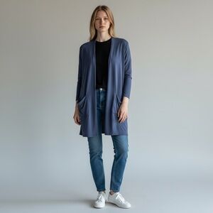 Dress Up Long Line Lightweight Kimono Cardigan Women’s Size Medium Blue